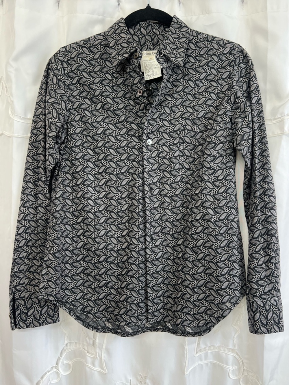 Comme des Garçons AD1998 Leaf Lace Embroidered Button Front Shirt Japan Size S